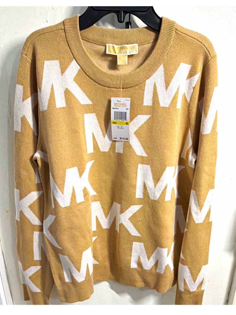 Michael Kors Men’s Mustard Yellow Crewneck Logo Sweater